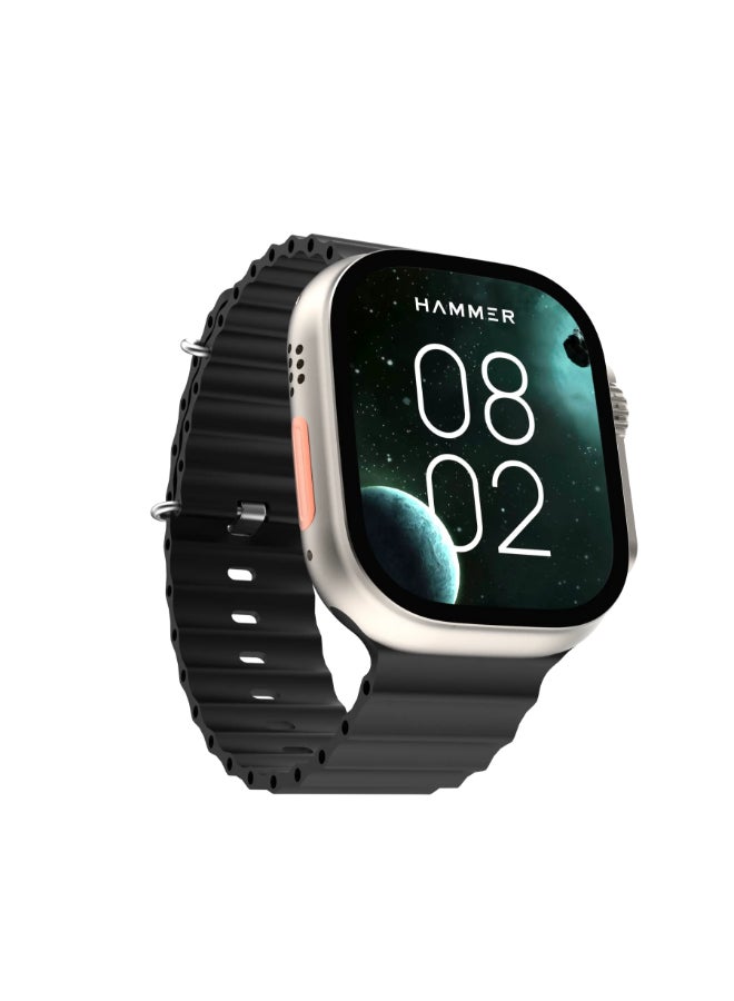 Hammer Renewed - Active 2.0 1.95" Display Bluetooth Calling Smart Watch with Metal Body, in-Built Games, Wireless Charging, AOD, 600 NITS Brightness (Black) - Image 3
