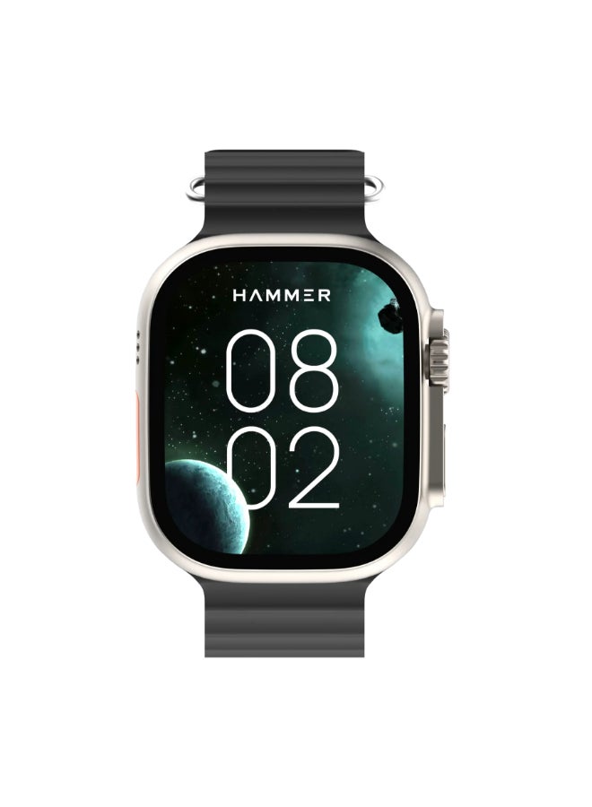 Hammer Renewed - Active 2.0 1.95" Display Bluetooth Calling Smart Watch with Metal Body, in-Built Games, Wireless Charging, AOD, 600 NITS Brightness (Black) - Image 2