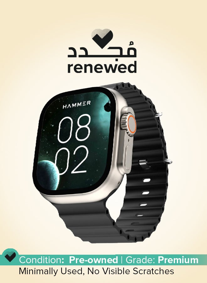 Hammer Renewed - Active 2.0 1.95" Display Bluetooth Calling Smart Watch with Metal Body, in-Built Games, Wireless Charging, AOD, 600 NITS Brightness (Black) - Image 1