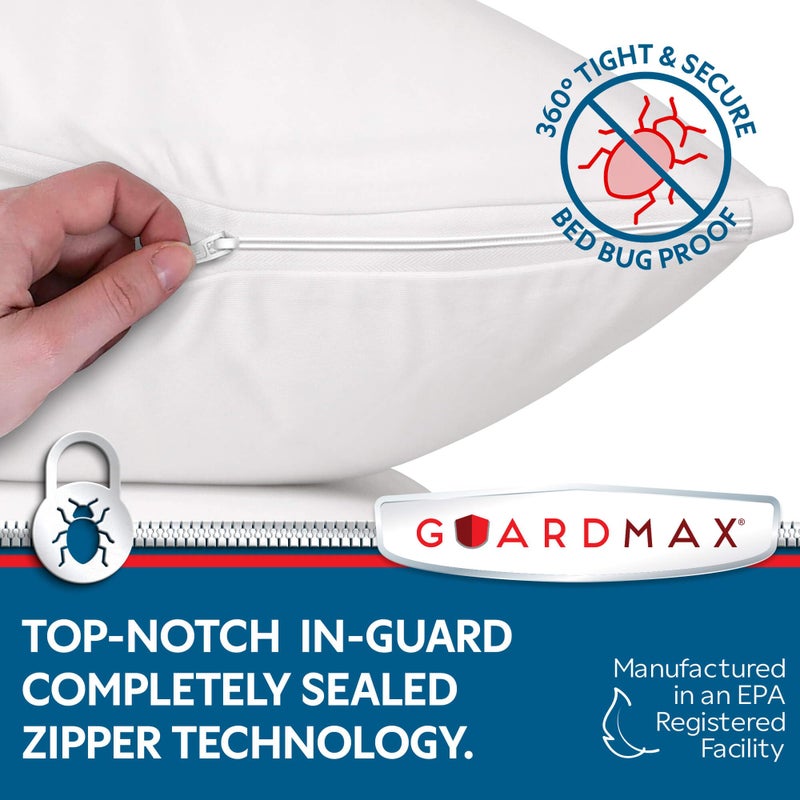 جارد ماكس واقي وسادة رمي Guardmax مع سحاب - 18 × 18 - 2 حزمة من أغطية وسادة مقاوم للماء وأخطاء الفراش - حماية أغطية أغطية من عث الغبار المسببة للحساسية وآثار السرير والانسكابات السائلة  - Image 4