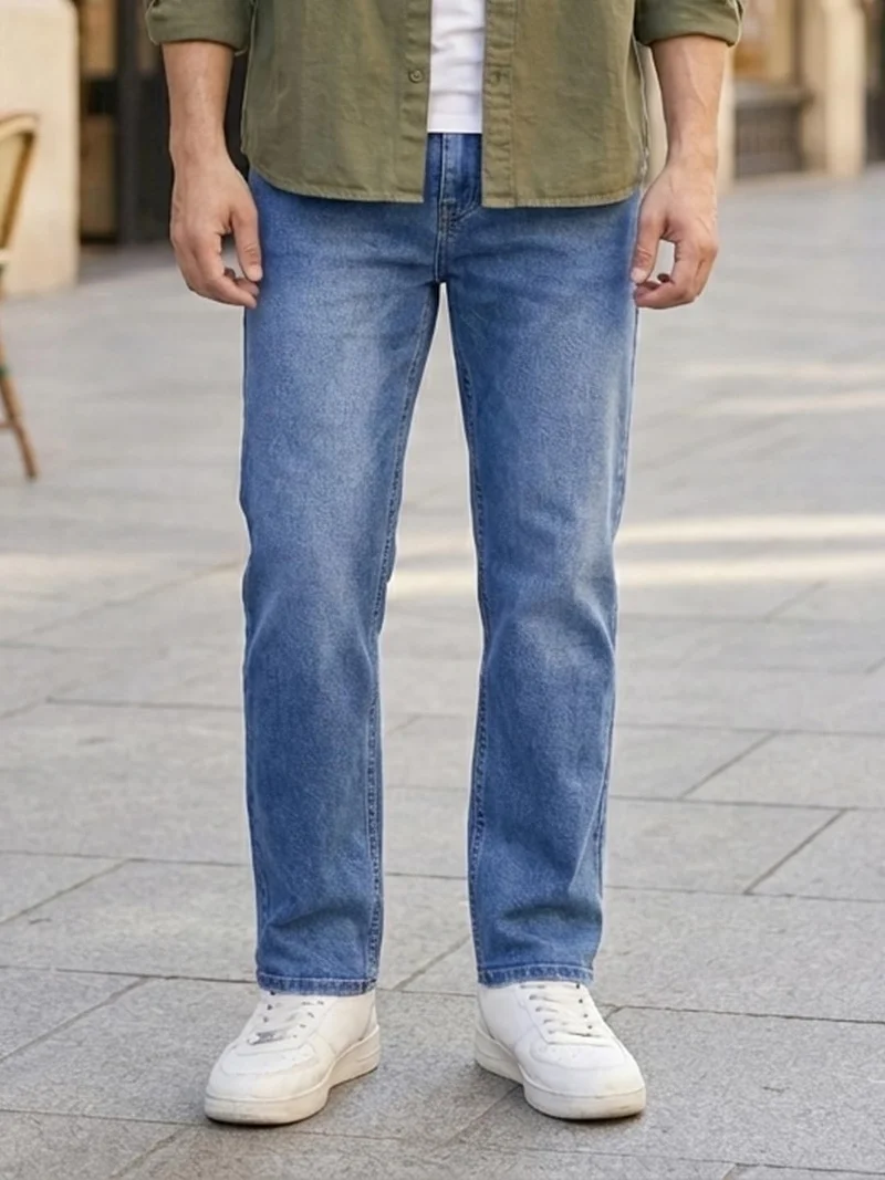 Urbano Fashion Men's Blue Straight Fit Washed Jeans Stretchable