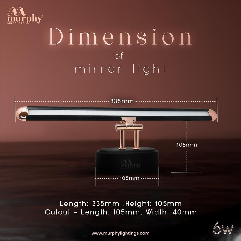 Murphy 6W 3-in-1 Color Chnaging Black Rose Gold Finish LED Mirror Picture Wall Light,Bathroom Vanity Led Mirror Light with 2 Year Warranty (Cool White/Warm White/Natural White)-Pack of 1 - Image 5