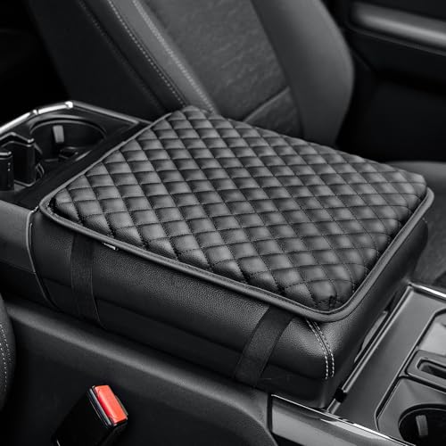 JOYTUTUS Center Console Cover for Full Size Truck Leather Arm Rest Covers Armrest Cover for Car Middle Console Cover Lid Car Arm Rest Cushion Pad Car Black Accessories - Image 1