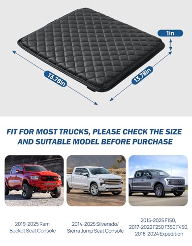 JOYTUTUS Center Console Cover for Full Size Truck Leather Arm Rest Covers Armrest Cover for Car Middle Console Cover Lid Car Arm Rest Cushion Pad Car Black Accessories - Image 3