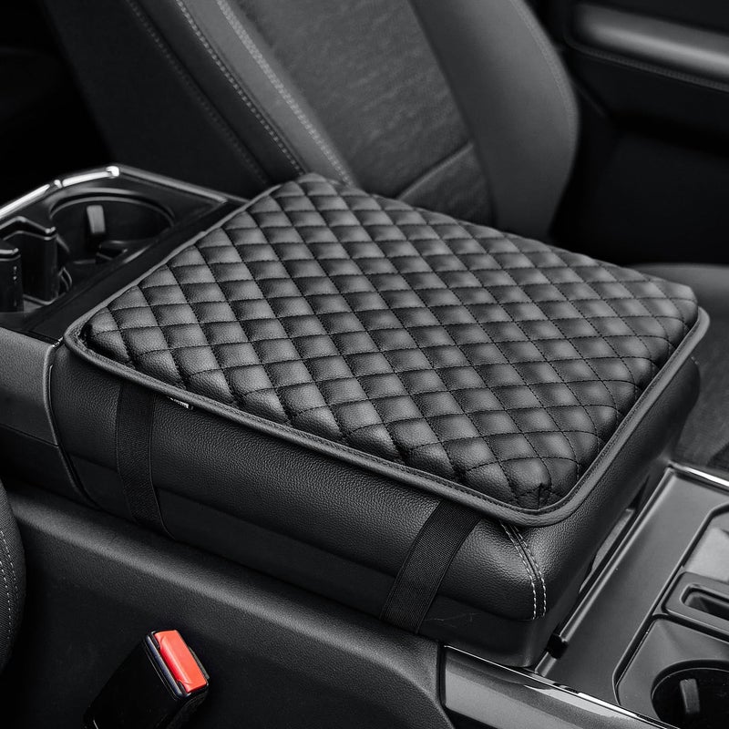 JOYTUTUS Center Console Cover for Full Size Truck Leather Arm Rest Covers Armrest Cover for Car Middle Console Cover Lid Car Arm Rest Cushion Pad Car Black Accessories - Image 2