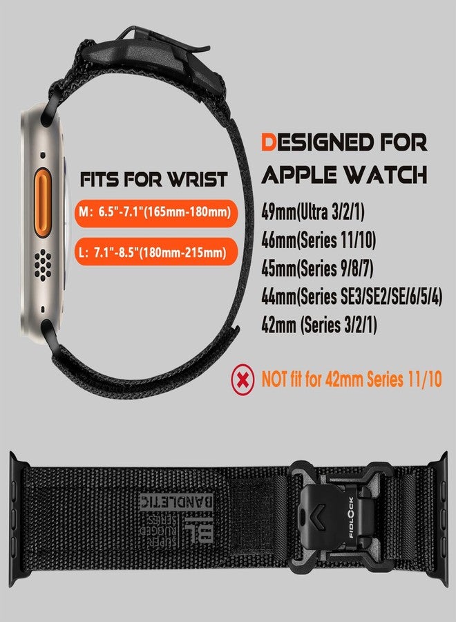 Bandletic سوار Bandletic متوافق مع ساعة Apple Watch Ultra/Ultra 2، متوفر بأحجام 49 مم، 45 مم، 46 مم، 44 مم، و42 مم (3، 2، 1)، مصنوع من النايلون الناعم والمتين، مناسب للرياضة، مزود بإبزيم مغناطيسي، متوافق مع ساعات iWatch Series SE، 10، 9، 8، 7، 6، 5، 4، 3، 2، 1 - Image 2