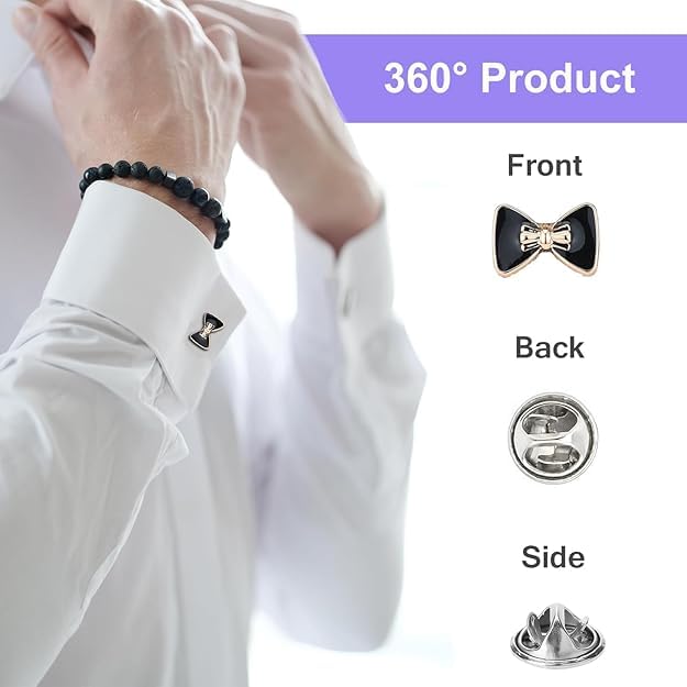 ZURATO ZURATO Brooch Pins for Women Cover Up Button Pins Instant Button Jeans Button Pins Women Shirt Safety Brooch Enamel Pins Pearl Brooch Buttons for DIY Clothing Dress Coat (12pcs Set Black & White) - Image 4