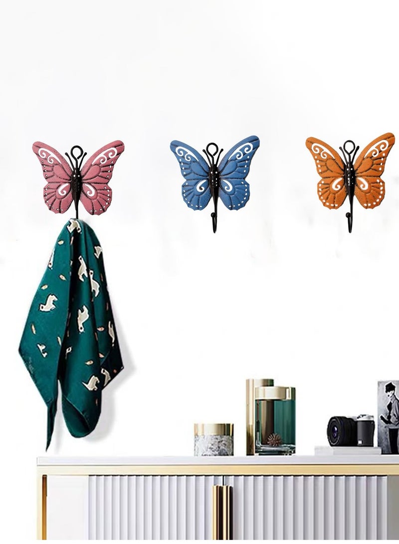 Zikra Butterfly Wall Mounted Hooks, 4 Pcs Butterfly Decorative Wall Hooks, Metal Mounted Wall Hook, Coat Rack Wall Mount Towel Hooks, Creative Butterfly Iron Hook for Hanging Clothes Towels Keys - Image 4