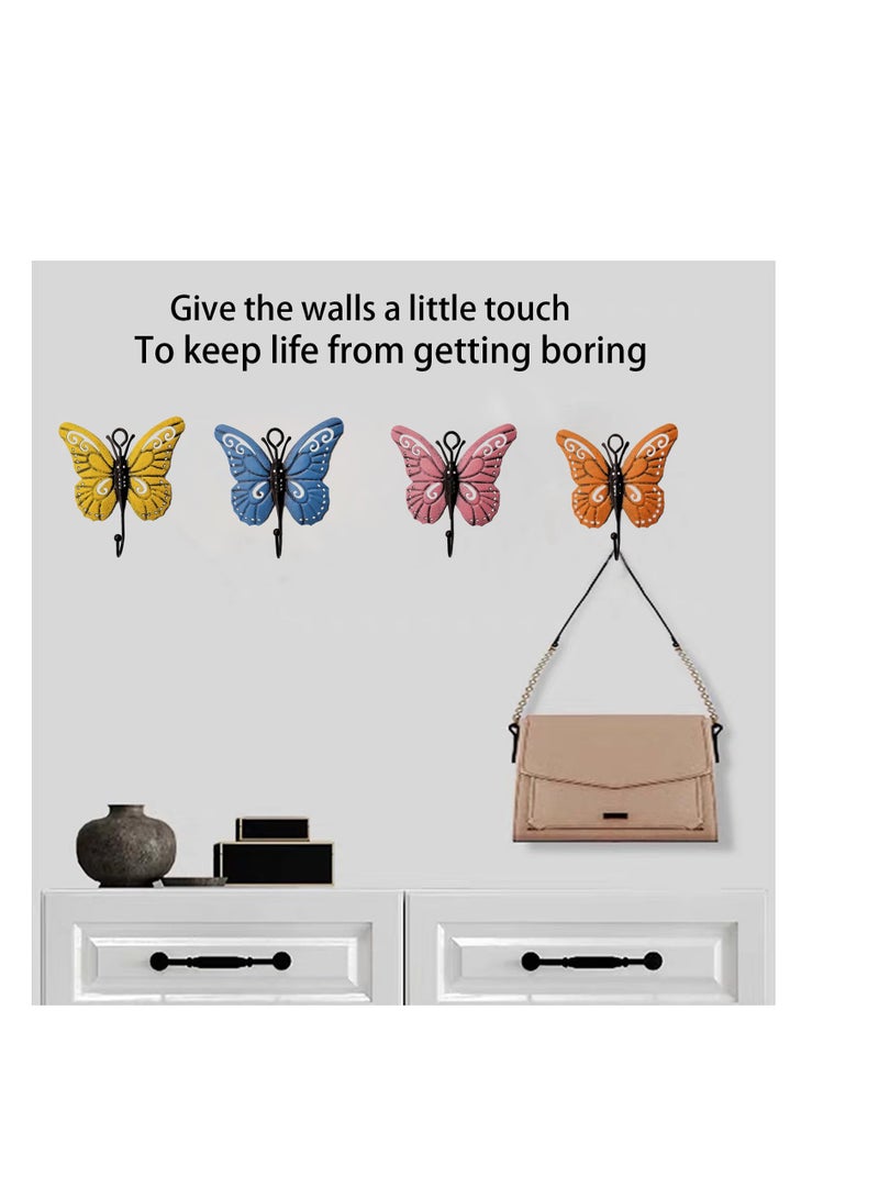 Zikra Butterfly Wall Mounted Hooks, 4 Pcs Butterfly Decorative Wall Hooks, Metal Mounted Wall Hook, Coat Rack Wall Mount Towel Hooks, Creative Butterfly Iron Hook for Hanging Clothes Towels Keys - Image 5