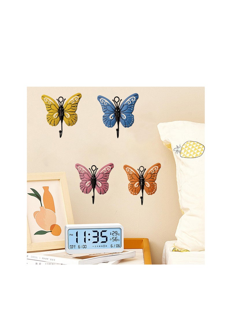 Zikra Butterfly Wall Mounted Hooks, 4 Pcs Butterfly Decorative Wall Hooks, Metal Mounted Wall Hook, Coat Rack Wall Mount Towel Hooks, Creative Butterfly Iron Hook for Hanging Clothes Towels Keys - Image 2
