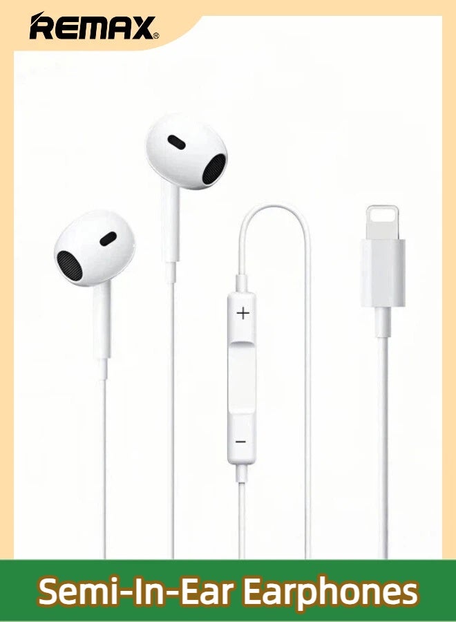 REMAX RM-570i Bluetooth In-Ear Earphones, Lightning Charging Port, HD Stereo with Mic Control, Comfort In-Ear Earbuds (White) - Image 1