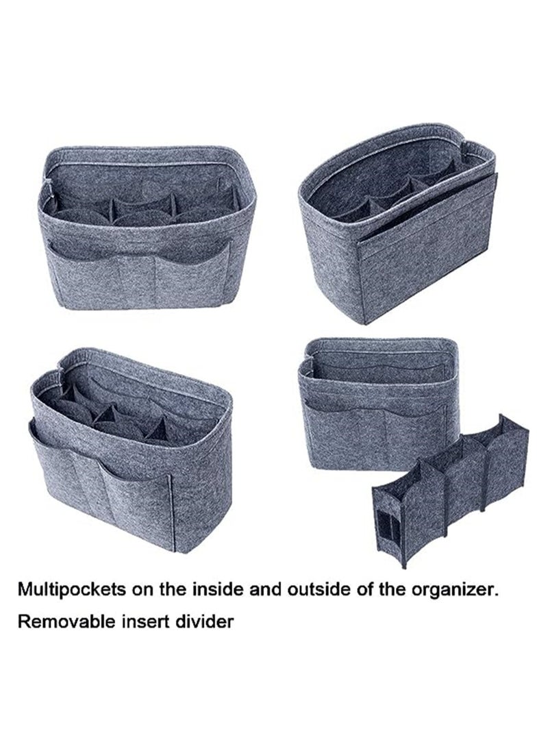 SYOSI Purse Organizer Insert Women Felt Bag Organizer Insert Multi-Pocket Bag in Bag for Womens Handbag Travel Tote Hobo Bag Storage Purse Liner Divider for Any Brand Tote Grey Size M  - Image 5