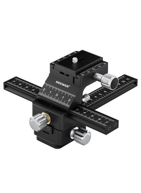 NEEWER 4-Way Macro Focusing Rail Slider with Quick Release Plate, 1/4”-20 Thread for Macro Photography and Close-Up Shooting, Compatible with Canon Nikon Fujifilm Sony DSLR Mirrorless Camera