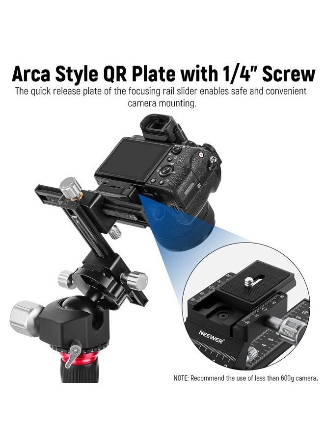 Neewer - NEEWER 4-Way Macro Focusing Rail Slider with Quick Release Plate, 1/4”-20 Thread for Macro Photography and Close-Up Shooting, Compatible with Canon Nikon Fujifilm Sony DSLR Mirrorless Camera - Image 1