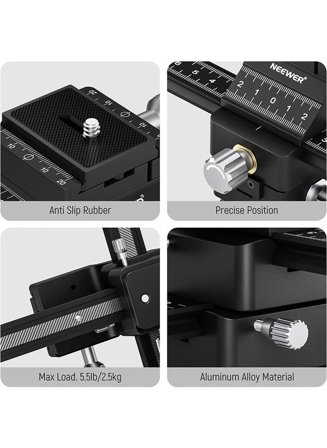 Neewer - NEEWER 4-Way Macro Focusing Rail Slider with Quick Release Plate, 1/4”-20 Thread for Macro Photography and Close-Up Shooting, Compatible with Canon Nikon Fujifilm Sony DSLR Mirrorless Camera - Image 1