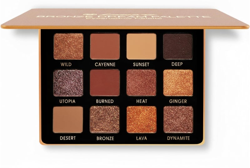 Lamora Bronze Eyeshadow Palette - 12 Soft Warm Brown Shadows, Multi-Use Eye Makeup Palette with Matte & Shimmer Finishes, Ultra-Blendable Everyday Neutrals, Long-lasting Wear Travel Makeup with Mirror - Image 1