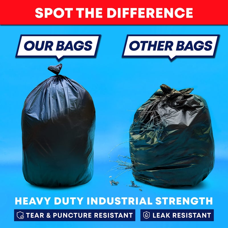 tasker 95-96 Gallon Trash Bags Heavy Duty (25 Bags w/Ties Value pack) Extra Large Trash Bags, 90 Gallon, 95 Gallon, 96 Gallon, 100 Gallon - Image 3