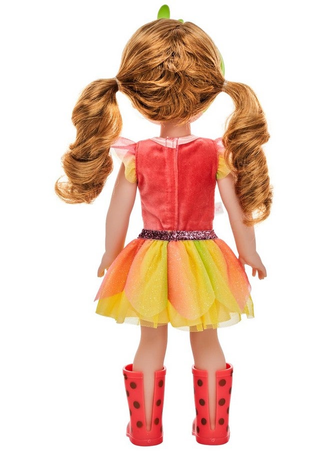American Girl دمية ويليويشرز ويلا 14.5" بعيون بندقية، شعر بلون الفراولة، بدلة كورال، تنورة شبكية صفراء، للأعمار 4 وما فوق - Image 3