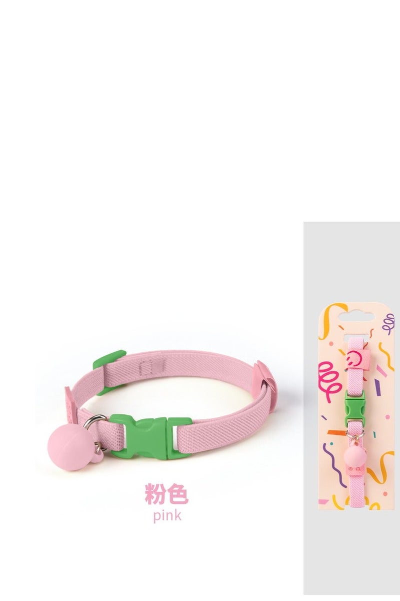 💗 Pink Adjustable Cat Collar | Breakaway Safety Buckle & Detachable Bell | Macaron Ball Ornament | Male & Female Cats - Image 2