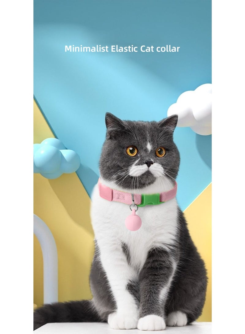 💗 Pink Adjustable Cat Collar | Breakaway Safety Buckle & Detachable Bell | Macaron Ball Ornament | Male & Female Cats - Image 5