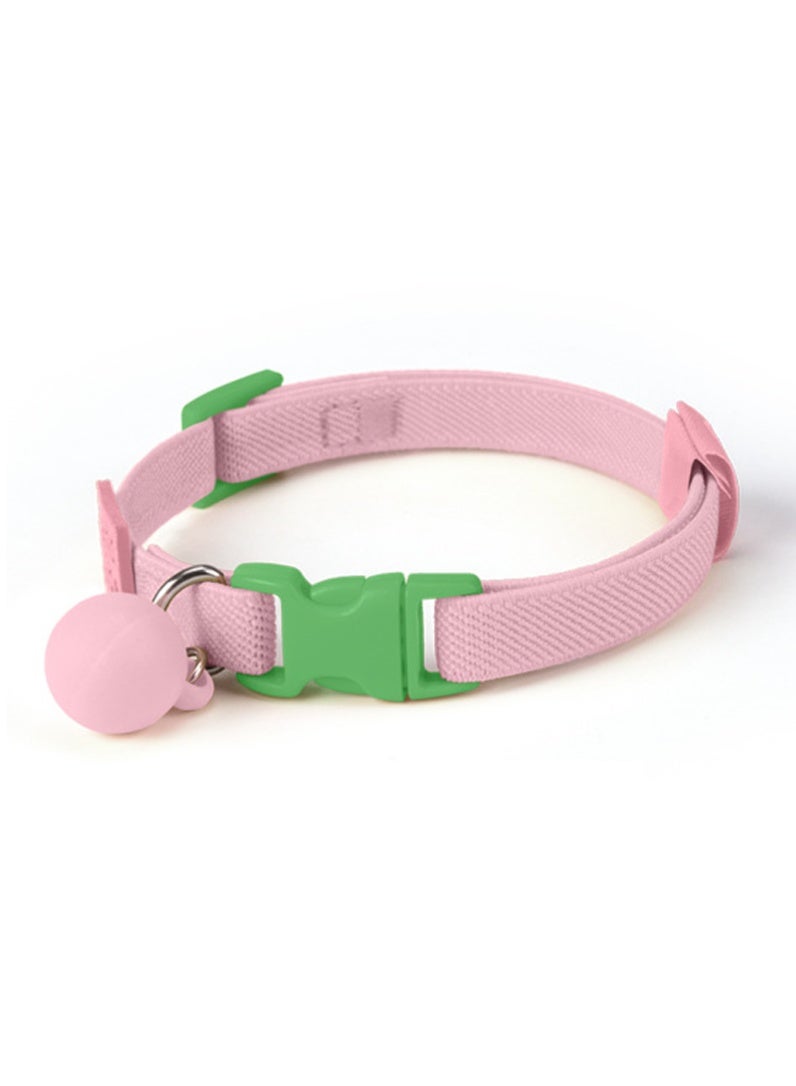 💗 Pink Adjustable Cat Collar | Breakaway Safety Buckle & Detachable Bell | Macaron Ball Ornament | Male & Female Cats - Image 1