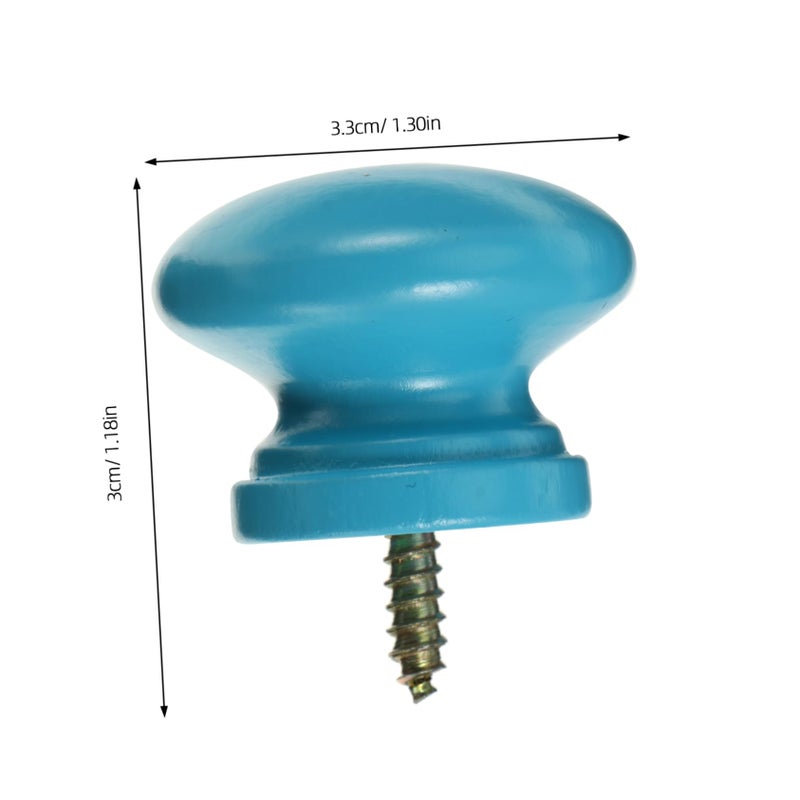 8pcs Round Cabinet Handles Soft Blue Solid Wood Knobs Easy Install for Drawer Wardrobe - Image 4