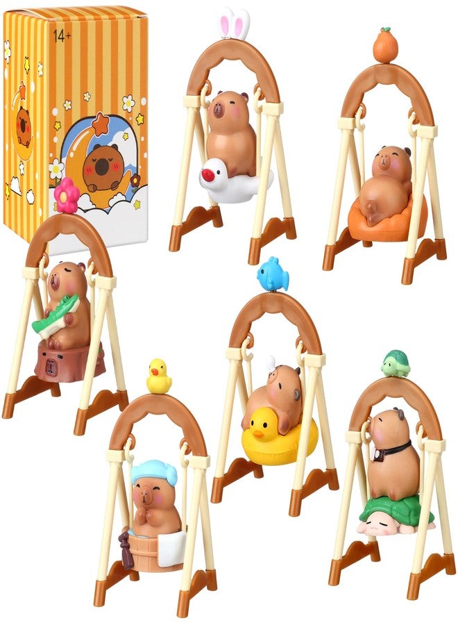 Cutecrop Capybara Blind Box Figures 1 Pcs Random Design Capybara Figures Collectible Toys for Spring Summer Home Decorations Holiday Birthday Gifts, Single Box(Swing) - Image 1