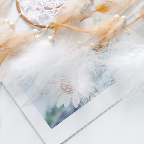 LOMOHOO 5 Pack Dream Catcher Moon and Sun Design Boho Wall Hanging Decor Handmade Traditional Feathers Dream Catchers for Kids Bedroom Living Home Decoration(Brown) - Image 5