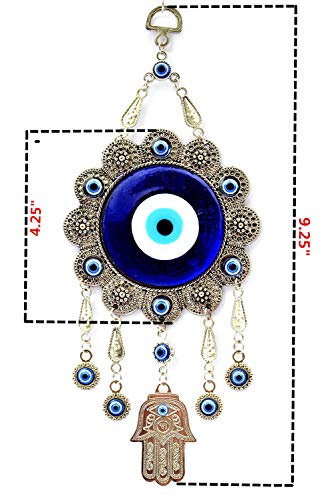 Betterdecor Blue Evil Eye with Hamsa Hand Protection Wall Hanging Ornament Decor Sunflower Design (with a Betterdecor Pouch)-006 - Image 3