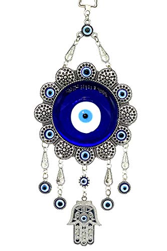 Betterdecor Blue Evil Eye with Hamsa Hand Protection Wall Hanging Ornament Decor Sunflower Design (with a Betterdecor Pouch)-006 - Image 1