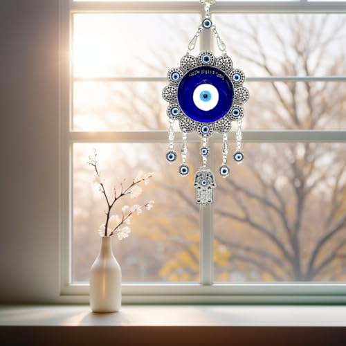 Betterdecor Blue Evil Eye with Hamsa Hand Protection Wall Hanging Ornament Decor Sunflower Design (with a Betterdecor Pouch)-006 - Image 4