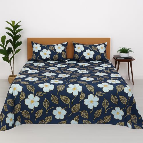 Bhoomi Impex King Bed Sheet Set | Classic Tulip Rose Floral Design | Ultra-Soft Brushed Microfiber Fabric | Breathable & Wrinkle-Resistant | with 2 Pillow Covers – 102x108inch - Image 1