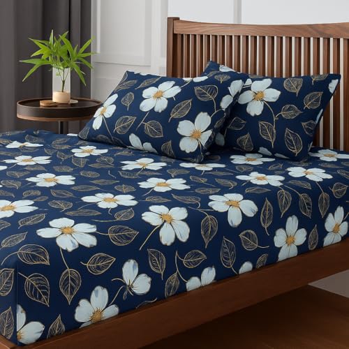 Bhoomi Impex King Bed Sheet Set | Classic Tulip Rose Floral Design | Ultra-Soft Brushed Microfiber Fabric | Breathable & Wrinkle-Resistant | with 2 Pillow Covers – 102x108inch - Image 2