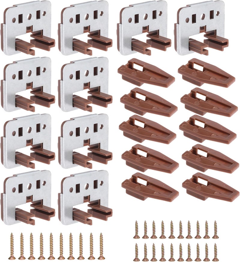 Seweder 10Pcs Drawer Slide Track Guide Glide with Drawer Guide Metal Backing and Drawer Stop for Center Mount Drawer for Dressers for Nightstand for Rite-Trak I 168 Drawer Slide Systems - Image 1
