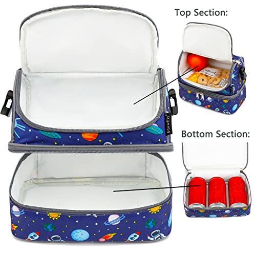 FlowFly Kids Double Decker Cooler Insulated Lunch Bag Large Tote for Boys, Girls, Men, Women, With Adjustable Strap, Astronaut - Image 5