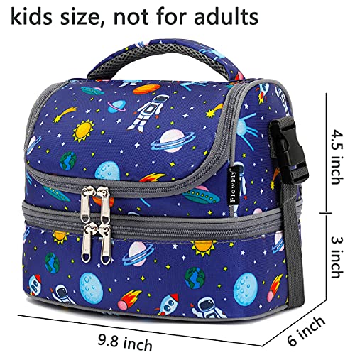 FlowFly Kids Double Decker Cooler Insulated Lunch Bag Large Tote for Boys, Girls, Men, Women, With Adjustable Strap, Astronaut - Image 3