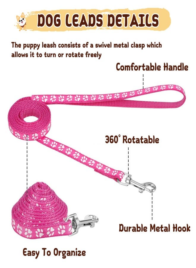 Koceci 6 Sets Dog Collar and Leash Set for Small Dogs Puppy Kitten, Adjustable 7.5-12.5 Inches Cat Collar and Leash Set with Bell (6 Colors) - Image 4