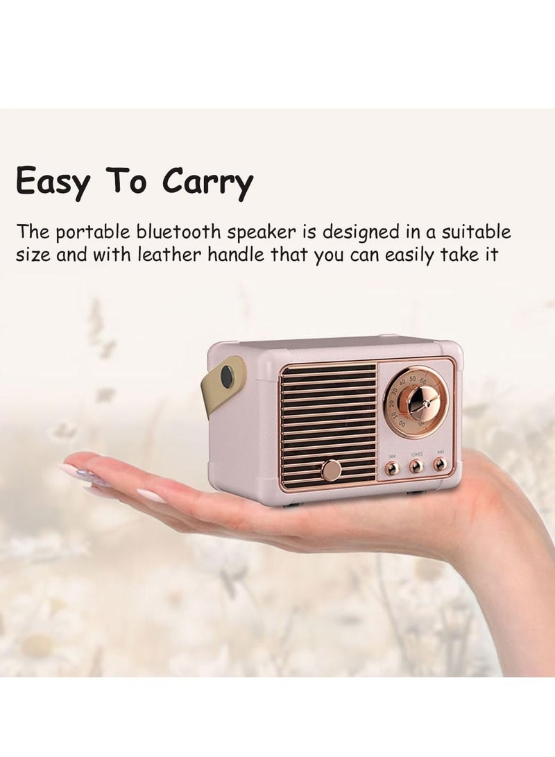 Vintage Retro Bluetooth Speaker Wireless Mini Speaker,Outdoor Bluetooth Speaker with Crystal Clear Stereo Sound Rich Bass, Retro Portable Speaker for iPhone,Android Devices and Tablet (Pink) - Image 4