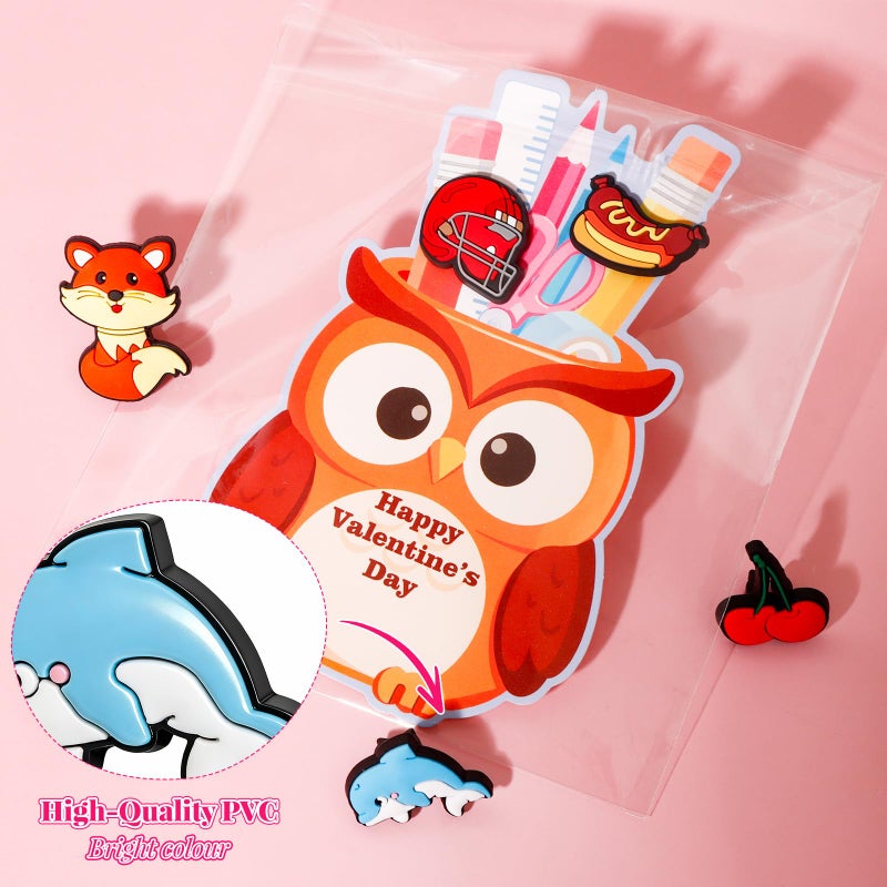 AYGXU Valentines gifts for kids school-60pcs pencil toppers for kids bulk with 30 valentines cards,Pencil Clips Charms,exchange gifts for students,classroom rewards prizes - Image 4