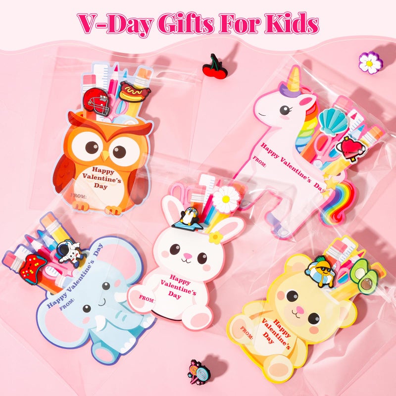 AYGXU Valentines gifts for kids school-60pcs pencil toppers for kids bulk with 30 valentines cards,Pencil Clips Charms,exchange gifts for students,classroom rewards prizes - Image 3
