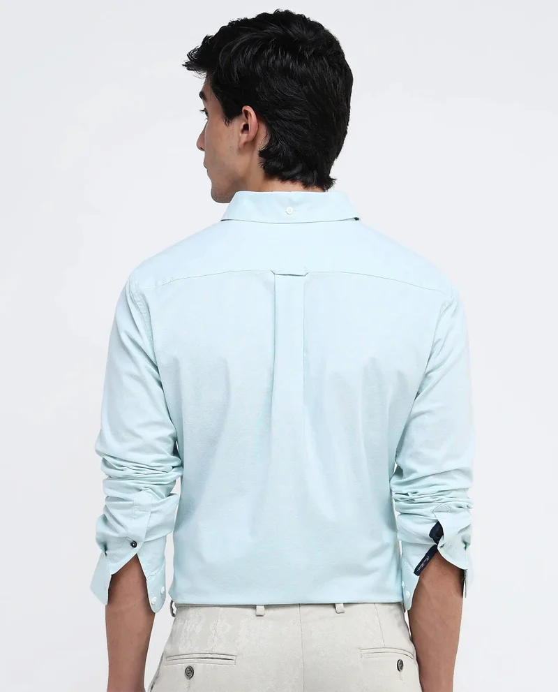 Rare Rabbit Men's Button-Down Plain Formal Shirt With Embroidered Logo