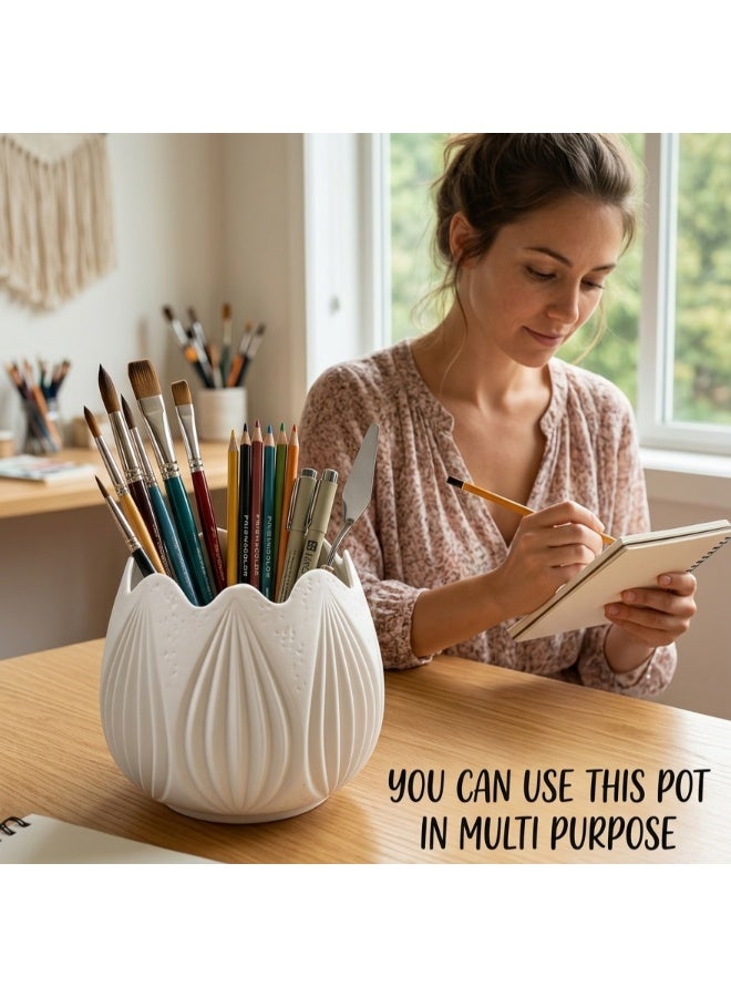 Hedge Decorative Ceramic Flower Pot 15.5 cm Modern White Planter for Indoor and Outdoor Plants Stylish Tabletop Plant Pot for Home, Office & Garden Decor - Image 5