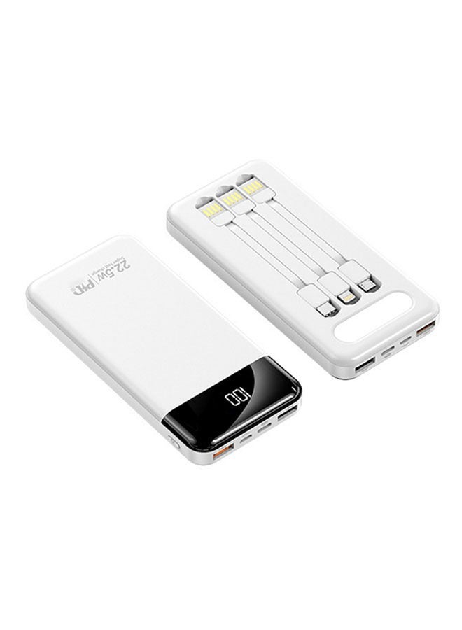 Arabest Mobile Power Bank,12000mah,20W PD QC 3.0 Fast Charging Portable Charger with Its Own Cable,Battery Pack with 4 Inputs,Compatible with Smartphones/Tablets(White)  - Image 1