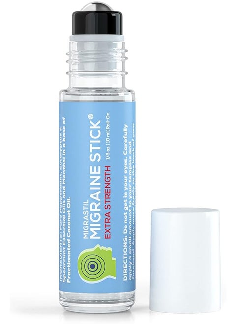 Migrastil Extra Strength Migraine Stick ® Advanced Formula For Migraine And Tension Headache Relief. Strong Aromatherapy Roll On With Menthol And Essential Oils. No lavender. Made In The USA.