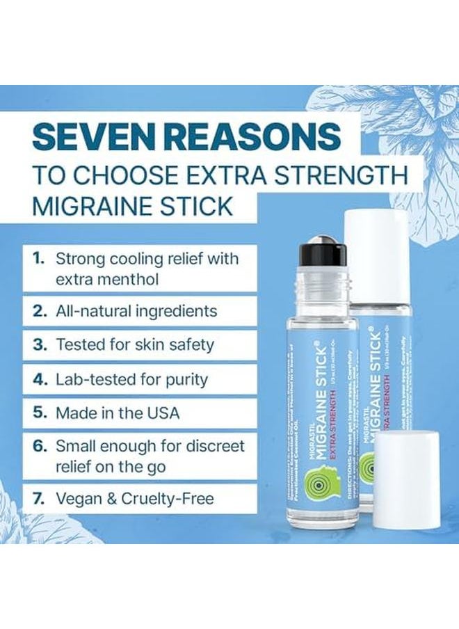 Migrastil Extra Strength Migraine Stick ® Advanced Formula For Migraine And Tension Headache Relief. Strong Aromatherapy Roll On With Menthol And Essential Oils. No lavender. Made In The USA.