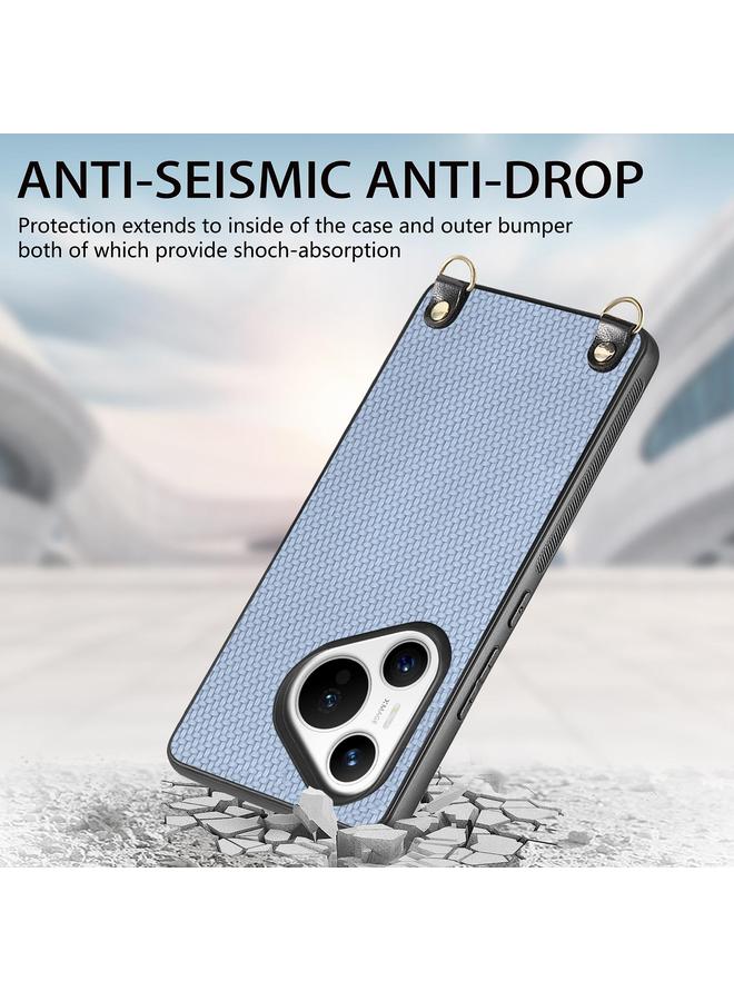 جرين تايجر جراب لهاتف Huawei Pura 70 Ultra مصنوع من الجلد ومصنوع من ألياف الكربون مع حزام كتف - Image 4