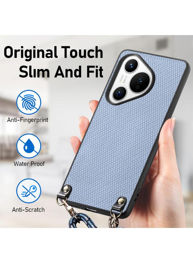 جرين تايجر جراب لهاتف Huawei Pura 70 Ultra مصنوع من الجلد ومصنوع من ألياف الكربون مع حزام كتف - Image 5