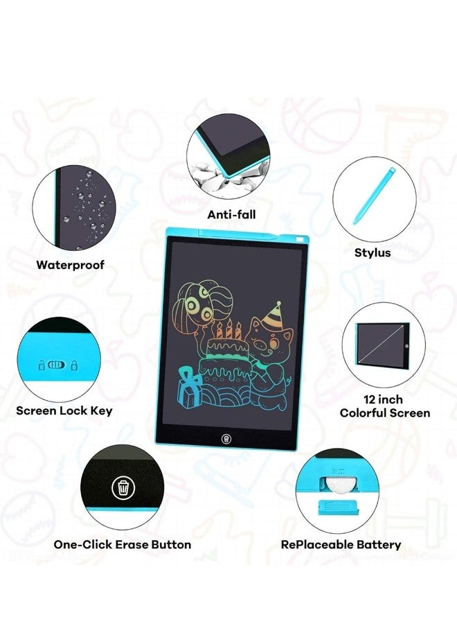 LCD Writing Tablet, 12 Inch Coloring Drawing Tablet Doodle Board Learning Toys, Erasable and Reusable Electronic Electronic e-Writing Sketch Pad, Event Birthday Gifts for Children 3 Age+ (Black) - Image 2