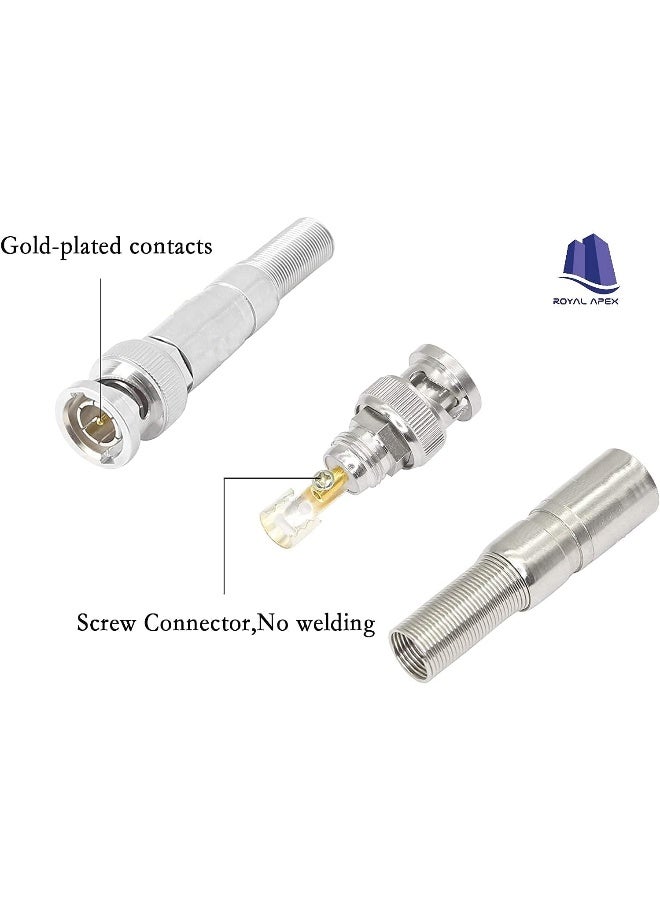 Royal Apex Bnc Male Connector Professional Design Easy To Install Strong Compatibility Simple Appearance Bnc Connector For Cctv Cameras Pack Of 10 - Image 4