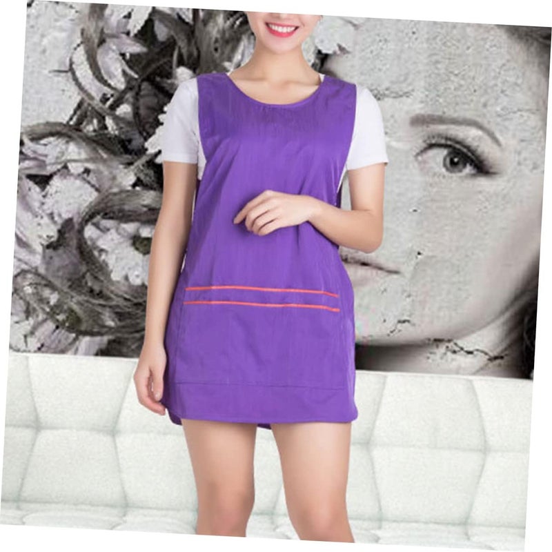 NOLITOY Purple Barber Uniform Salon Dress Waterproof Apron Stylist Protective Durable Fabric Easy to Wear - Image 2